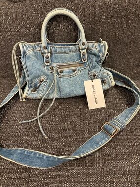 NWT Balenciaga Le City Denim Small Top Handle Bag